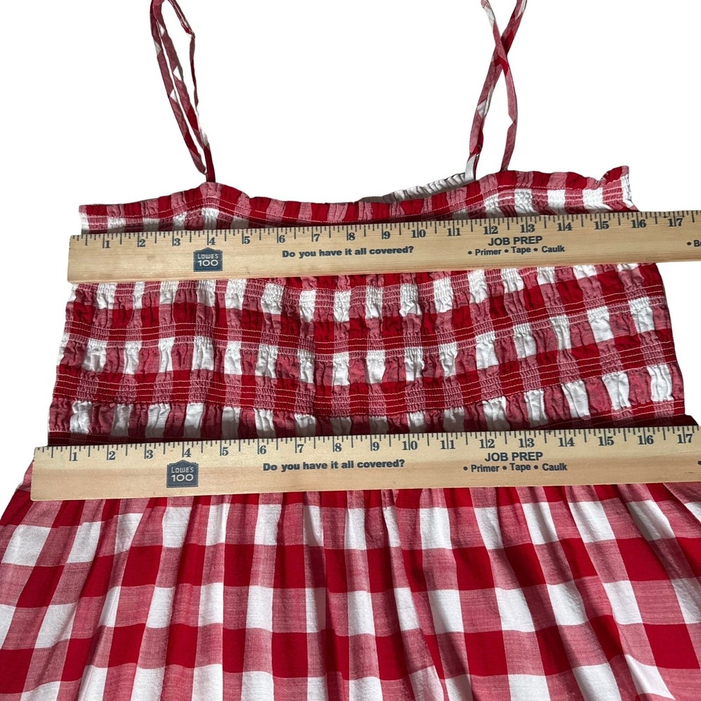 LOFT Red Gingham Smocked Maxi Dress Cottagecore Picnic Sundress Size 16 XL - Picture 11 of 11
